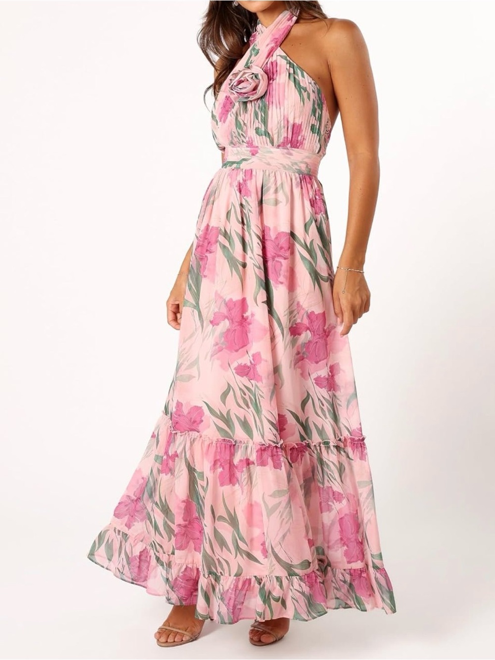 Petal & Pup | Women's Lennon Halterneck Maxi Dress | Pink Floral | XL | NWT x2